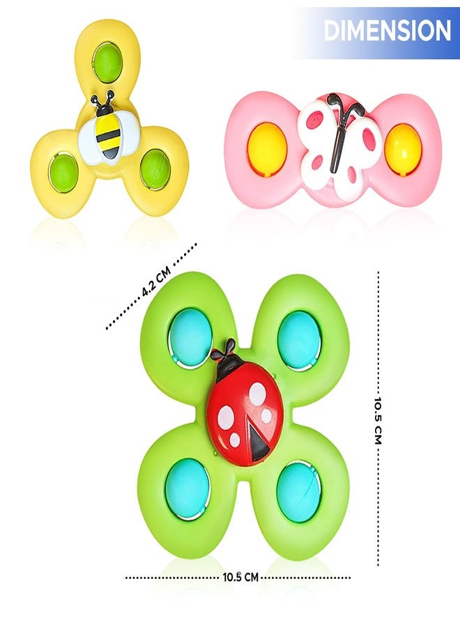NHR 3 Pcs Baby Spinner Toys - Insect Suction Cup Bath Toys, Sensory Fidget Spinners for Toddlers & Infants, Water Play, Car Window & Travel Toys, Gift for Kids - Image 3